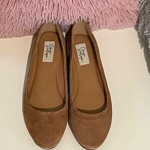 Mustard yellow suede flats